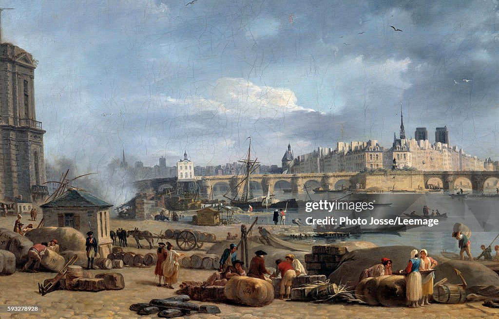 View of the tip of the Ile de la Cite from the Port St. Nicolas in Paris by Alexandre Jean Noel