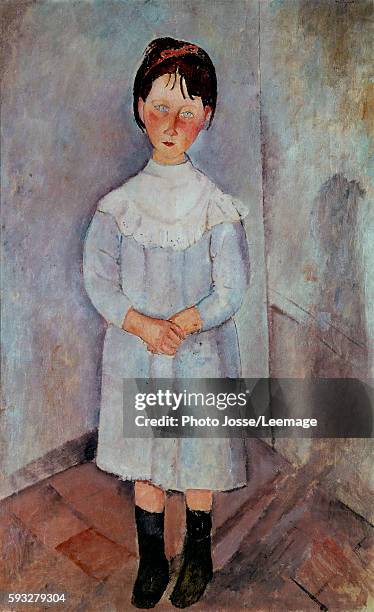 Girl in blue. Painting by Amedeo Modigliani , 1918. 1,16 x 0,73 m. Private collection