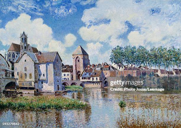 View of Moret sur Loing. Painting by Alfred Sisley , 1891. Oil on canvas. 0,90 x 0,56 m. Private collection