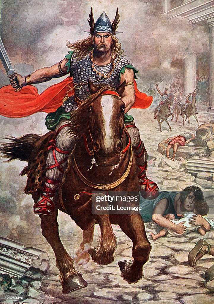 Atill Attila the hun devastating the city of Aquileia, Italy 452 AD ...