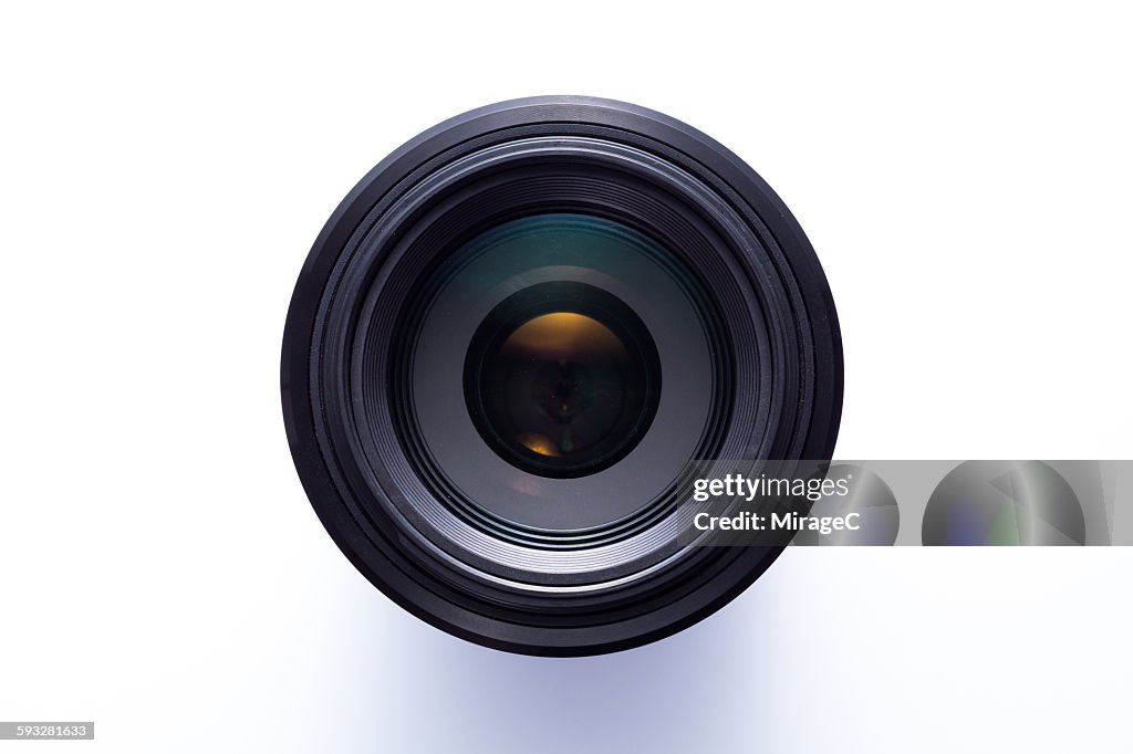 Camera Lens over White Background