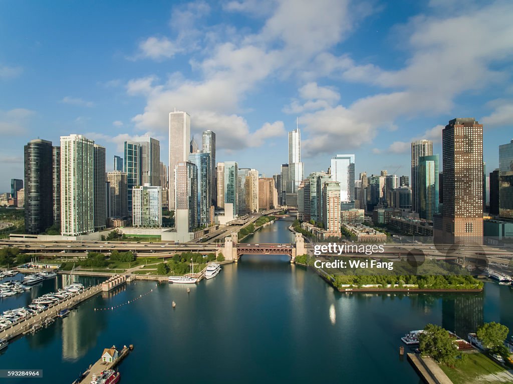 Chicago Skyline along Chicago River
