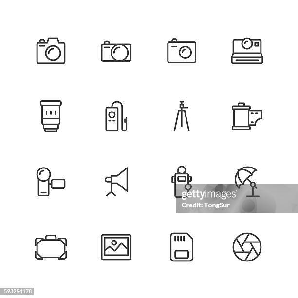 ilustrações de stock, clip art, desenhos animados e ícones de ícones de fotografia - slr camera icon