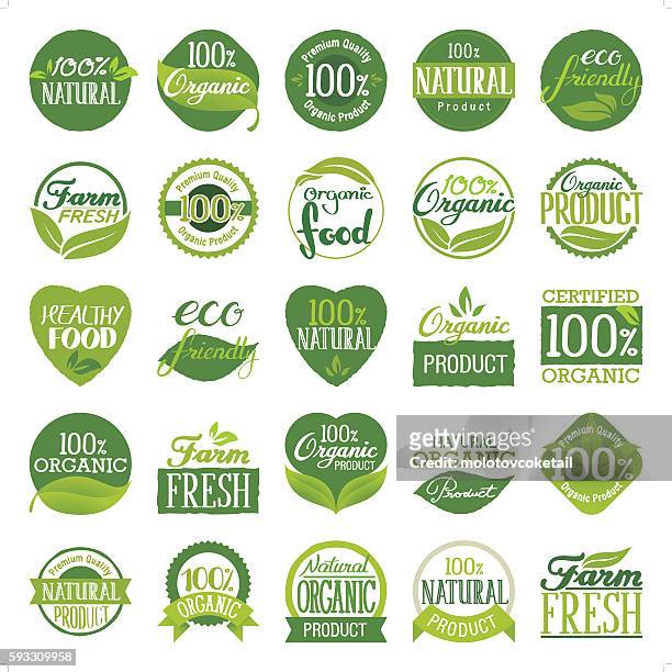 eco friendly & organic icon set - organic stock illustrations