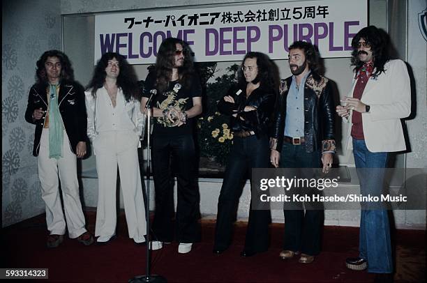 Deep Purple at label sponsored reception, Tokyo, December 1975.