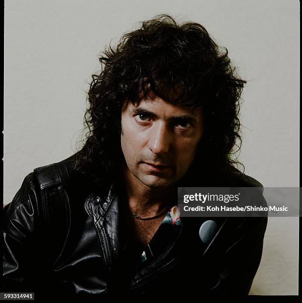 Ritchie Blackmore getting interviewed in a room, Tokyo, May 1985.