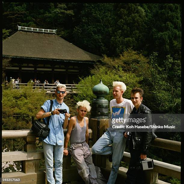 Depeche Mode group shot at Kiyomizu temple in Higashiyama Kyoto, Kyoto, April 1985.