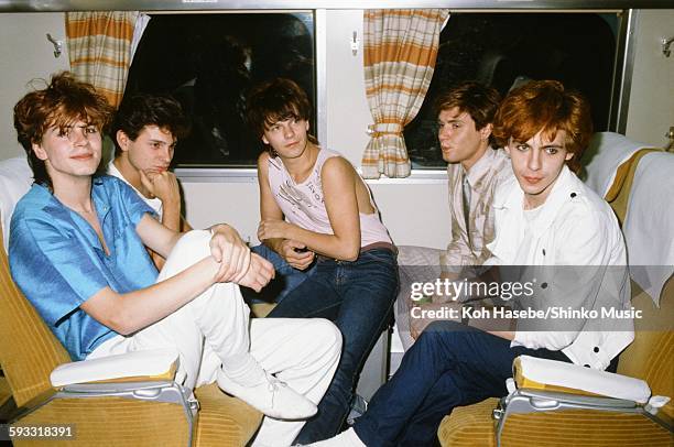 Duran Duran on the Shinkansen train, Kyoto, April 1982.