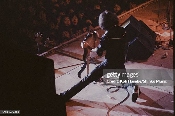 Rainbow Ritchie Blackmore wreking guitar on stage at Nippon Budokan, Tokyo, August 26, 1981.