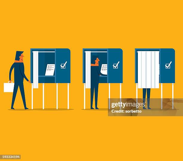 ilustraciones, imágenes clip art, dibujos animados e iconos de stock de lugar de votación - cabina
