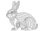 Hand Drawn vintage doodle bunny vector illustration for Easter.