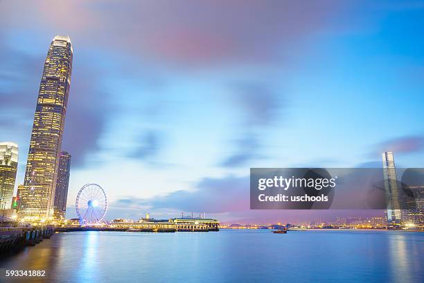 victoria harbour, hong kong - ifc center stock pictures, royalty-free photos & images