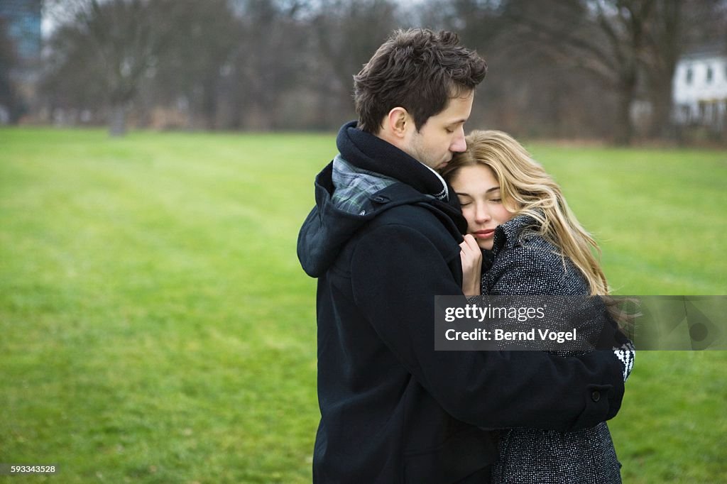 Couple embracing