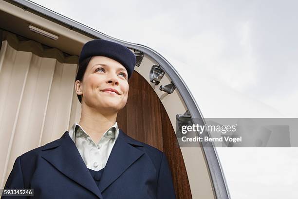 executive flight attendant - tripulación oficio de transporte fotografías e imágenes de stock