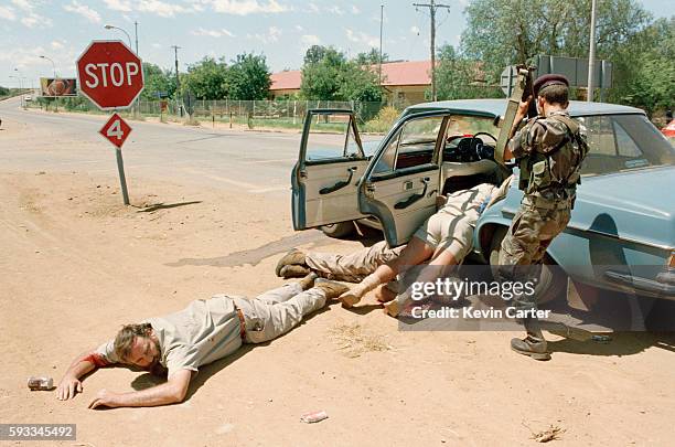 White supremacist Afrikaner Weerstandsbeweging invading the territory of Bophuthatswana to try to restore the apartheid status quo. Three wounded...