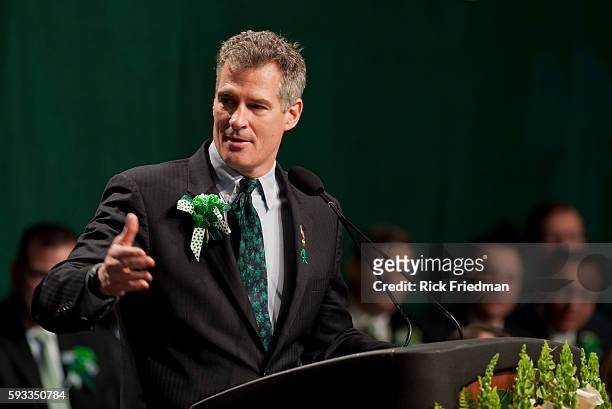 Senator Scott Brown speaking at the St. Patrick's Day political roast in South Boston, MA. On March 18, 2012.