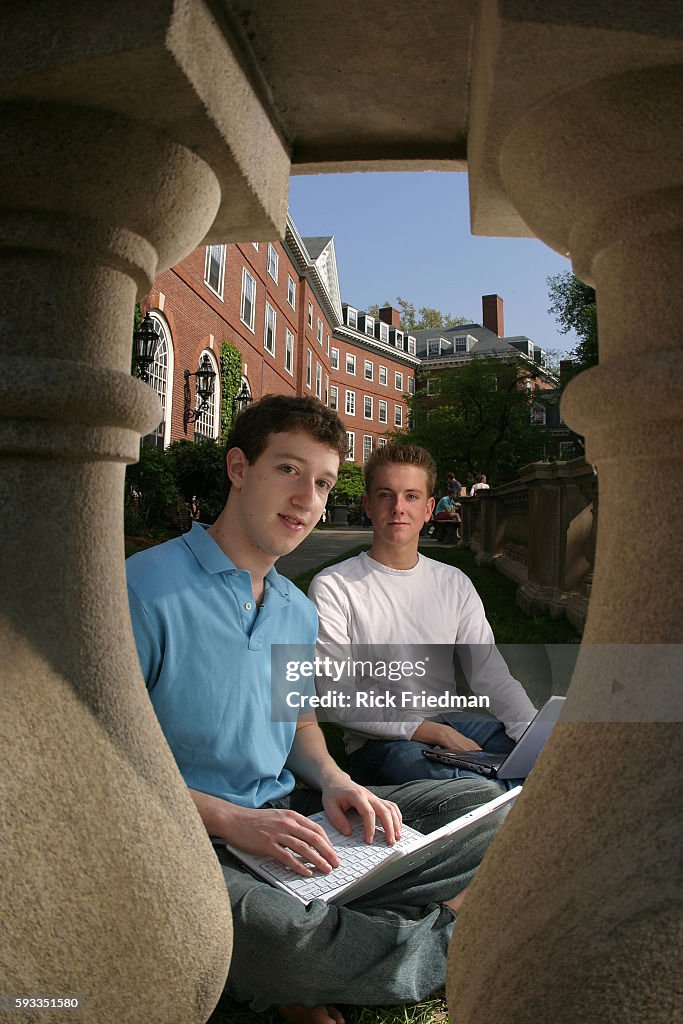 Facebook Founding Facebook founders Mark Zuckerberg and Chris Hughes on the Harvard ...
