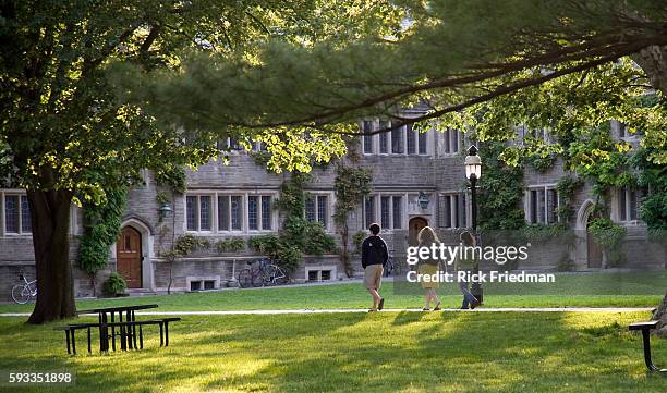 Student walk along the campus of Princeton University in Princeton, New Jersey.