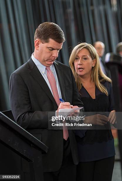 Boston Mayor elect Martin J. Walsh, the day before he is sworn in as Boston's new mayor, with his girlfriend Lorrie Higgins, at a seniors luncheon...