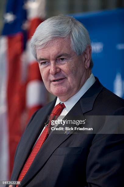 Republican presidential candidate and former Speaker of the House Newt Gingrich campaigning at Rivier College in Nahsua, NH on November 21, 2011.