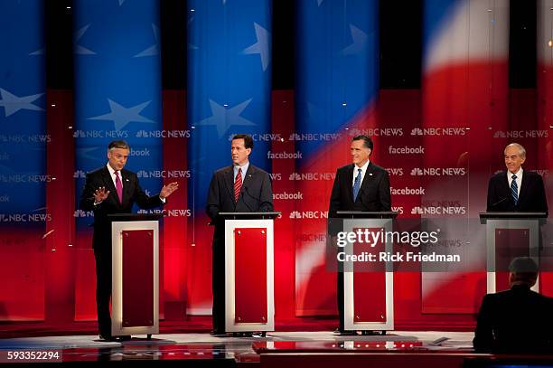 The NBC-Facebook Republican presidential candidates debate between John Huntsman Rick Santorum, MItt Romney, Ron Paul, Newt Gingrich and Rick Perry...