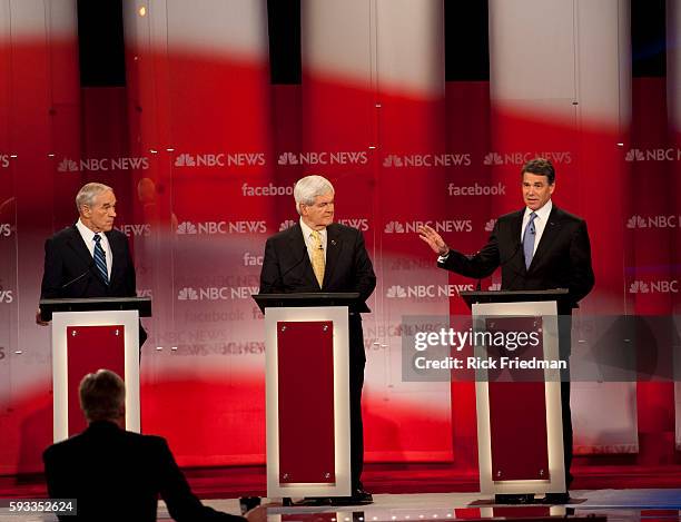 The NBC-Facebook Republican presidential candidates debate between John Huntsman Rick Santorum, MItt Romney, Ron Paul, Newt Gingrich and Rick Perry...