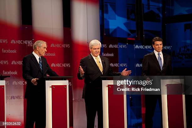 The NBC-Facebook Republican presidential candidates debate between John Huntsman Rick Santorum, MItt Romney, Ron Paul, Newt Gingrich and Rick Perry...