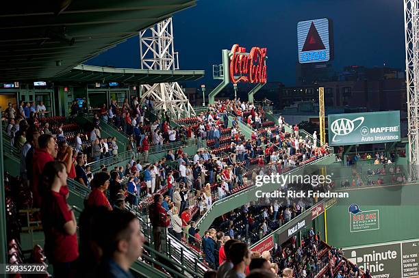 The famed neon Citgo sign outside Fenway Park in Boston, MA during the final home game of the regular season between the Boston Red Sox and the...