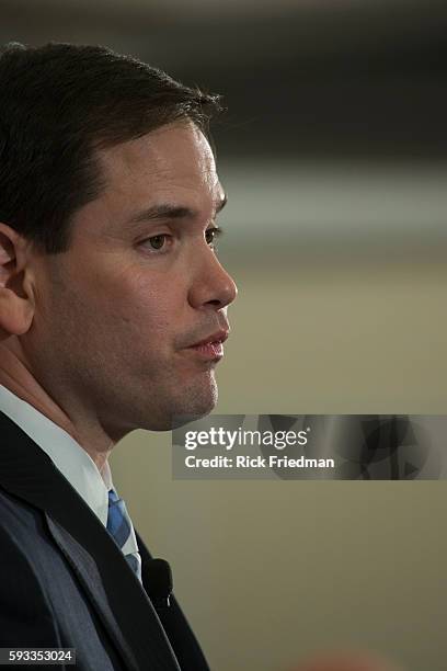 Senator and Republican presidential candidate Marco Rubio speaking at the New Hampshire Republican Party First in the Nation Republican Leadership...