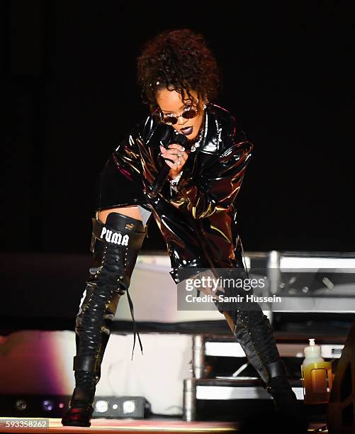 Rihanna performs at V Festival at Hylands Park on August 21, 2016 in Chelmsford, England.