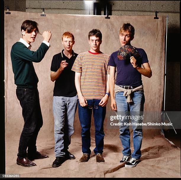 Blur group shot at photo studio in Tokyo, November 1994.