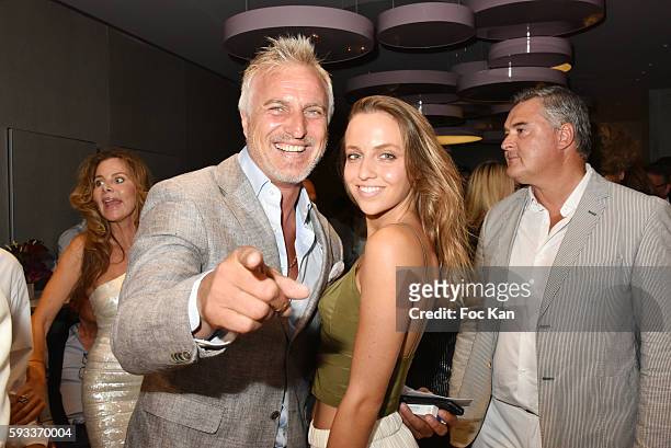 David Ginola and his wife Coraline Ginola attend the Massimo Gargia Birthday Party at Hotel de Paris of Saint Tropez on August 21, 2016 in...