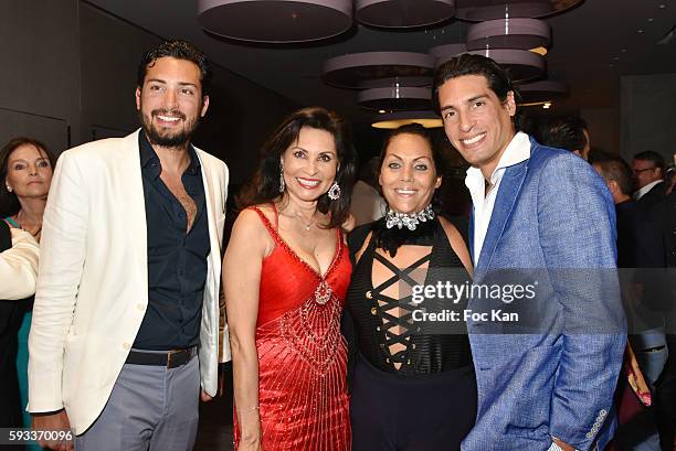 Benjamin Larretche, Emperatriz Rincones, Hermine de Clermont Tonnerre and Herve Larrenattend the Massimo Gargia Birthday Party at Hotel de Paris of...