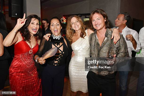 Emperatriz Rincones, Hermine de Clermont Tonnerre, Isabelle Getreide and Sebastien Peiffert attend the Massimo Gargia Birthday Party at Hotel de...