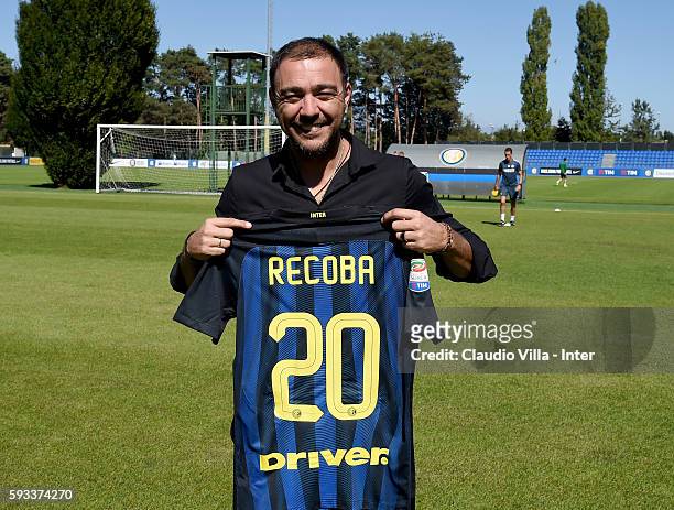 Alvaro Recoba poses for a photo during the FC Internazionale training session at the club's training ground at Appiano Gentile on August 22, 2016 in...
