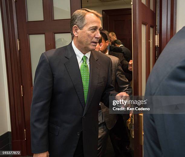 House Speaker John Boehner, , leaves the Republican caucus meeting at the U.S Capitol in Washington, D.C., on Tues Jan 1, 2013. Photo Ken Cedeno