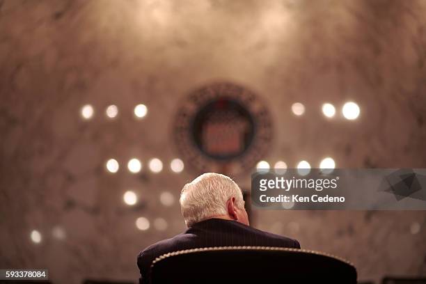 Secretary of Defense nominee Robert Gates during his confirmation hearing with the Senate Armed Services Committee on Capitol Hill in Washington, DC.