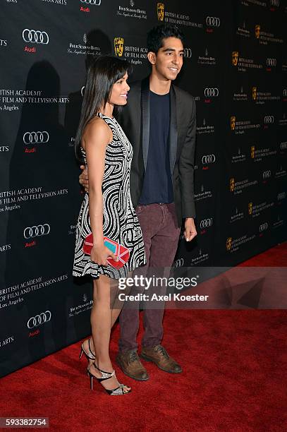 Freida Pinto and Dev Patel arrive at the British Academy of Film and Television Arts Los Angeles Annual Awards Season Tea Party held at The Four...