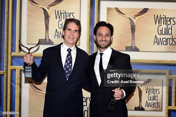 Chip Johannessen, left, and Seth Fisher attend the 2016 Writers Guild of America L.A. Ceremony at the Hyatt Regency Century Plaza Hotel Saturday...