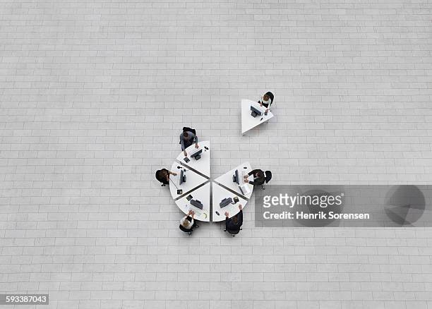 circle business in birds view - exclusion concept stock pictures, royalty-free photos & images