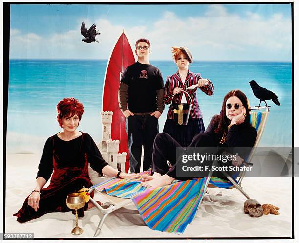 Sharon Osbourne, Jack Osbourne, Kelly Osbourne and Ozzy Osbourne) are photographed for Blender Magazine in 2002 in Los Angeles, California.