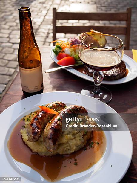 traditional belgian cuisine and beer - belgium beer stock pictures, royalty-free photos & images