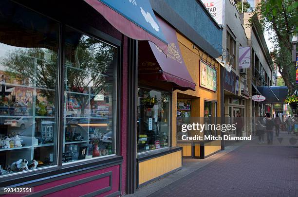 edmonton neighborhood tourist streets - window shopping stock pictures, royalty-free photos & images