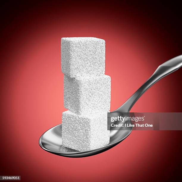 teaspoon with three white sugar cubes - sugar spoon stock pictures, royalty-free photos & images
