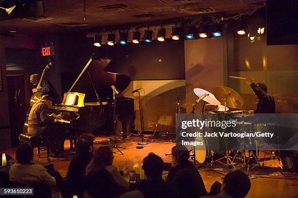 American Free Jazz musician, poet, and composer Cecil Taylor plays piano as he leads his trio at the Iridium Jazz Club, New York, New York, October...