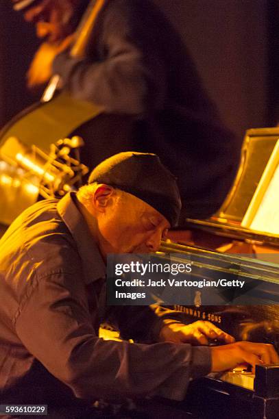 American Free Jazz musician, poet, and composer Cecil Taylor plays piano as he leads his trio at the Iridium Jazz Club, New York, New York, October...