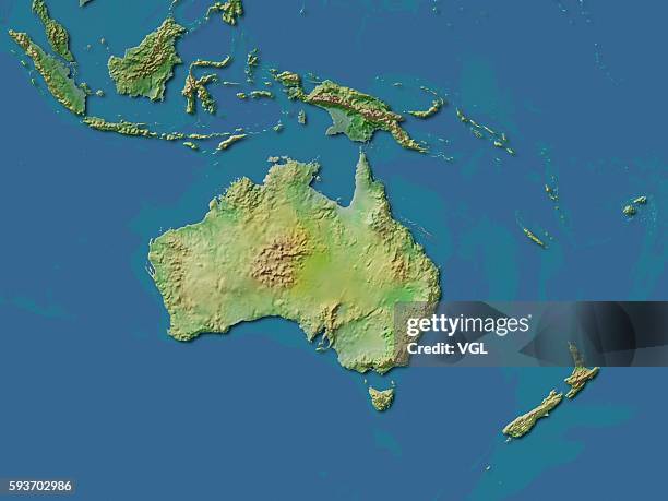 map of australia and new zealand. - australia new zealand stock-fotos und bilder