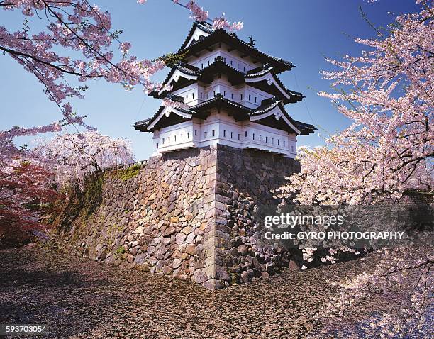 hirosaki castle, aomori prefecture, japan - hirosaki stock pictures, royalty-free photos & images