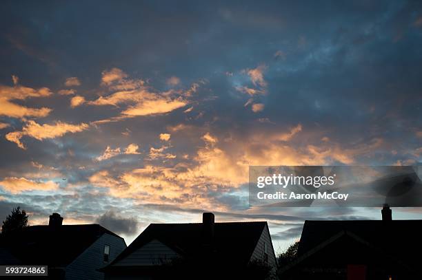 silhouette of homes - seattle houses stock pictures, royalty-free photos & images