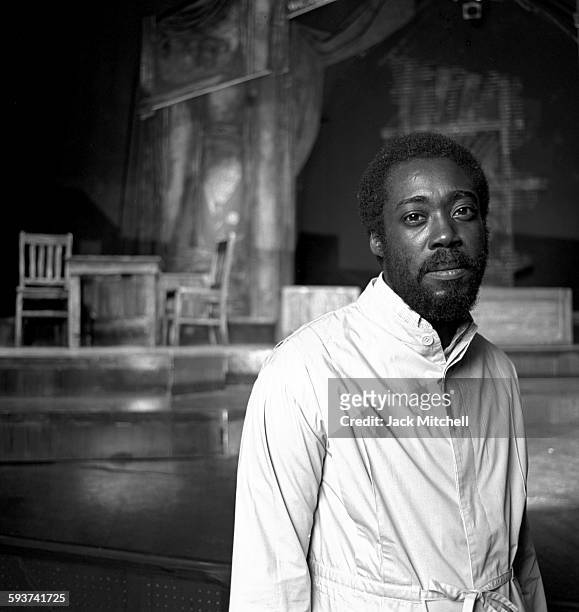 Playwright Charles Fuller photographed in May 1982 on the set of his play "A Soldier's Tale" which was the 1982 Pulitzer Prize winner for Drama.
